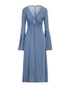 Otro Amor Woman Midi Dress Azure Size M Viscose, Polyamide, Metallic Polyester, Elastane In Blue
