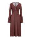 Otro Amor Woman Midi Dress Brown Size M Viscose, Polyamide, Metallic Polyester, Elastane In Brown