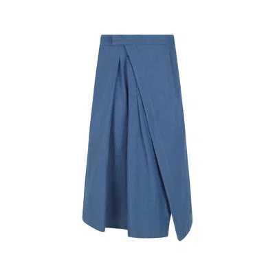 Otrura Women's Blue Otero Denim Low-rise Midi Skirt