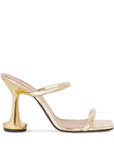 Ottange Lotus Leather Heeled Sandals In Gold