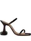 Ottange Lotus Sculptural Heel Sandals In Black