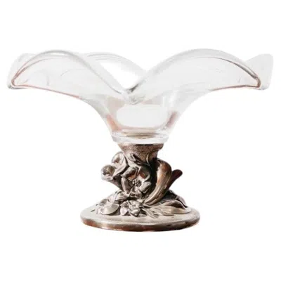 Pre-owned Ottaviani 1970s Luxury Centerpiece By  In Crystal And Silver In Gray