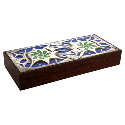 Pre-owned Ottaviani 1970s  Italian Design Enamel Silver Wood Box In Brown
