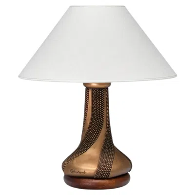 Pre-owned Ottaviani Giovanni  Bronze Table Lamp With Beaded Texture, Italy, 1960s In Gold