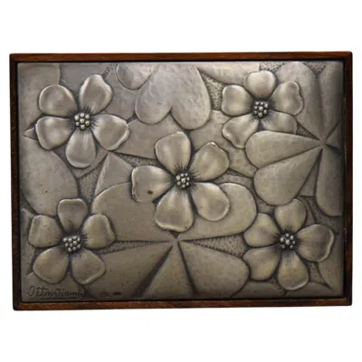 Pre-owned Ottaviani Italian Mid Century Modern Jatoba And Silver Plated Cigarette Box