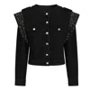 Otthie Women's Black Embellished Shoulder Denim Jacket In Black