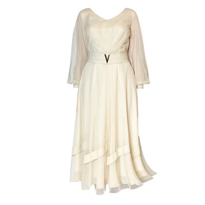 Otthie Women's Neutrals Elegant Cocktail Dress With Tulle Beige