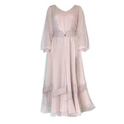 Otthie Women's Pink / Purple / Neutrals Elegant Cocktail Dress With Tulle Light Pink In Pink/purple