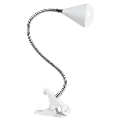 Ottlite Led Cone Clip Lamp Task Lamp, Desk Lamp Sturdy Clip, Flexible Neck In White
