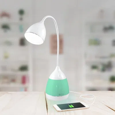 Ottlite Mood Led Desk Lamp With Color Changing Base Usb, Touch Activated Controls, Flexible Neck In White