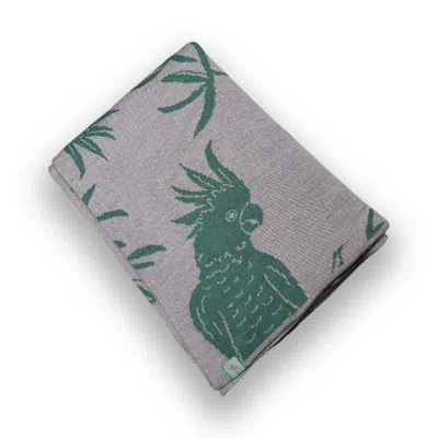 Otto & Spike Green / Neutrals Lightweight Wool Blankets - Hello Cocky - Tarragon Green - Large