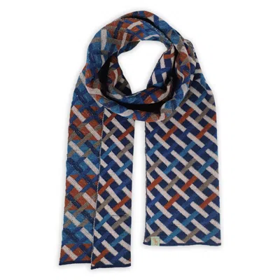 Otto & Spike Men's Blue / Brown / Neutrals Scarves - Threaded - Indigo Blue, Bronze Brown In Multi