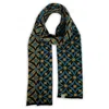 Otto & Spike Women's Black / Blue Scarves - Lara - Black, Peacock Blue In Multi