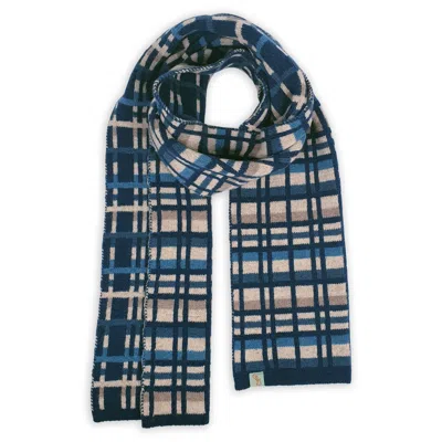 Otto & Spike Women's Blue / Neutrals Scarves - Plaid Up - Diesel Blue