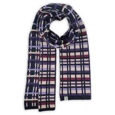 Otto & Spike Women's Grey / Pink / Purple Scarves - Plaid Up - Charcoal Grey In Multi