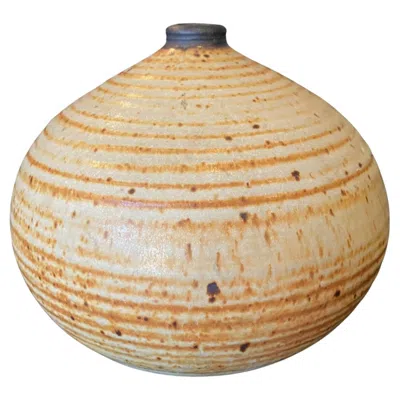 Pre-owned Otto And Vivika Heino Signed Mid-century Modern Yellow Glazed Weed Pot Vase