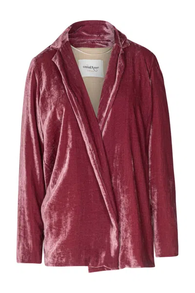 Ottod'ame Velvet Blazer In Sangria In Rosa