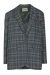 Ottod'ame Tailored Blazer With Classic Plaid Pattern In Gray
