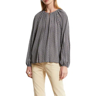 Ottod'ame Abstract Print Satin Shirt In Gray