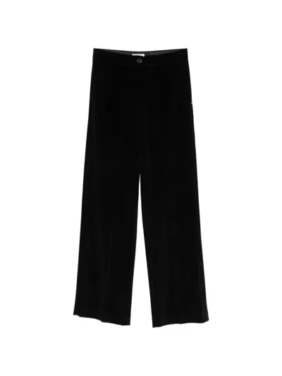 Ottod'ame Alana Velvet-effect Trousers In Black