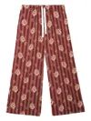 Ottod'ame All-over Print Stripes Trousers In Burgundy