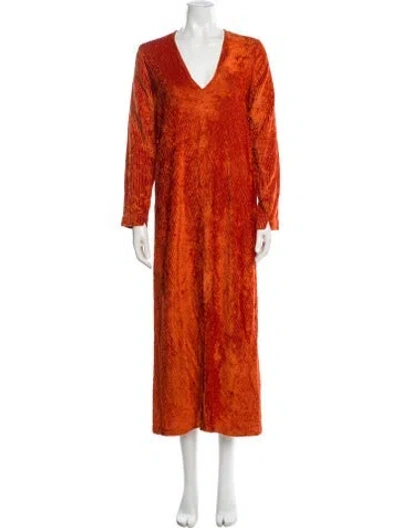Pre-owned Ottod'ame Animal Print Long Dress In Orange