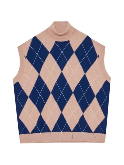 Ottod'ame Argyle-knit Sleeveless Vest In Brown