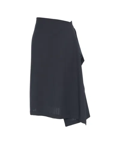 Ottod'ame Asymmetric Midi Skirt In Black