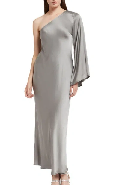 Ottod'ame Asymmetric Viscose Long Dress In Gray
