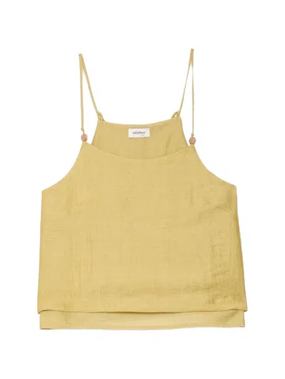 Ottod'ame Bead-embellished Layered Top In Brown