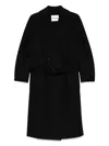 Ottod'ame Belted Double-breasted Coat In Black
