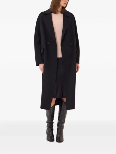 Ottod'ame Belted Double-breasted Coat In Black