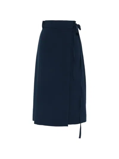 Ottod'ame Belted Wrap Skirt In Blue