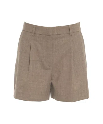 Ottod'ame Bermuda Shorts With Front Pleats And Structured Fit In Brown