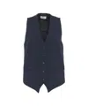 Ottod'ame Blue Pinstripe Vest With V-neckline And Lined Pockets In Blue
