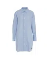 Ottod'ame Blue Striped Blouse With Chic Rounded Hem And Button Closure In Blue