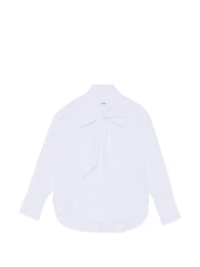 Ottod'ame Bow-detail Long-sleeve Shirt In White