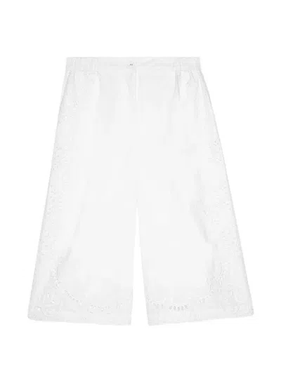 Ottod'ame Broderie-anglaise Elasticated-waist Trousers In White