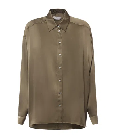 Ottod'ame Button-down Long-sleeved Shirt In Metallic