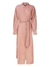 Ottod'ame Button-fastening Belted Shirt Dress In Pink