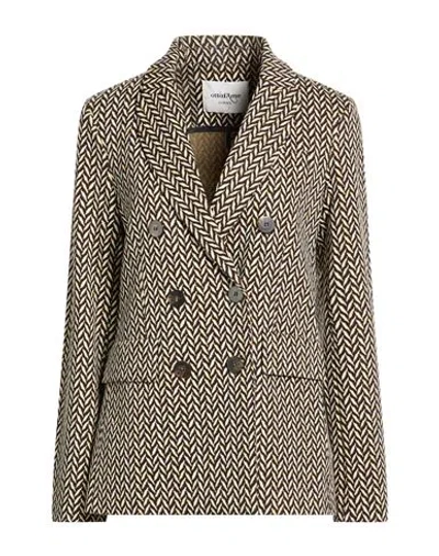 Ottod'ame Caring Woman Blazer Ivory Size 6 Polyester, Viscose, Polyamide, Elastane In Brown