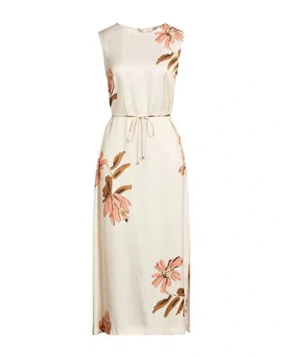 Ottod'ame Caring Woman Midi Dress Ivory Size 8 Viscose In Neutral