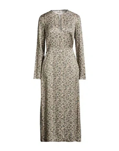 Ottod'ame Caring Woman Midi Dress Khaki Size 12 Viscose In Gray