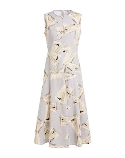 Ottod'ame Caring Woman Midi Dress Light Grey Size 8 Cotton In Gray