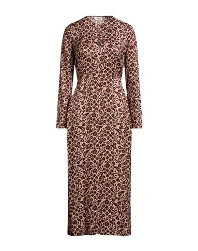 Ottod'ame Caring Woman Midi Dress Rust Size 2 Viscose In Multi