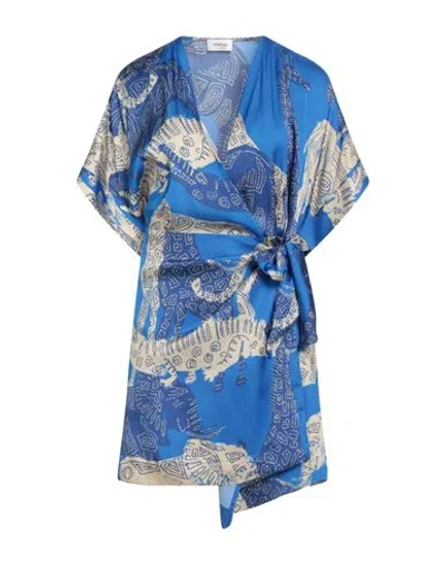 Ottod'ame Caring Woman Mini Dress Azure Size 10 Viscose In Blue