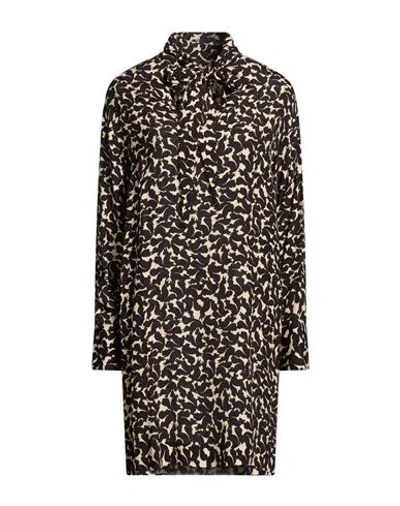 Ottod'ame Caring Woman Mini Dress Beige Size 10 Viscose In Black
