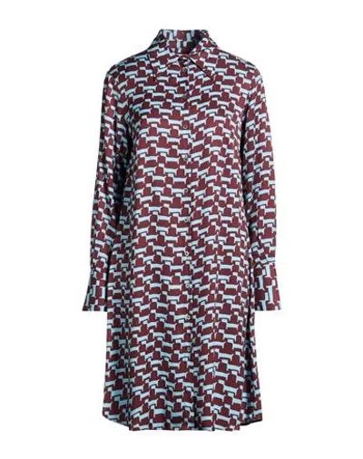 Ottod'ame Caring Woman Mini Dress Burgundy Size 6 Viscose In Multi