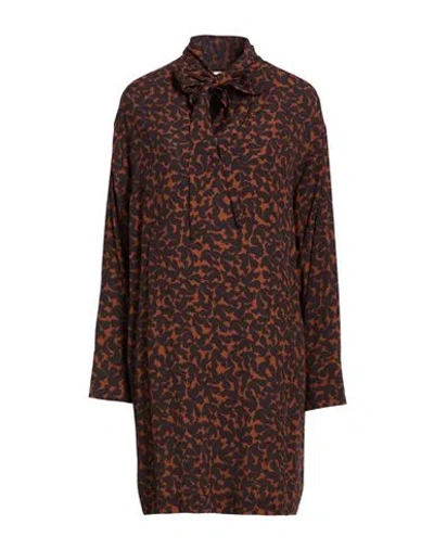Ottod'ame Caring Woman Mini Dress Rust Size 6 Viscose In Brown