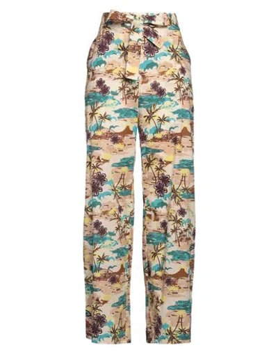 Ottod'ame Caring Woman Pants Sand Size 6 Cotton In Beige